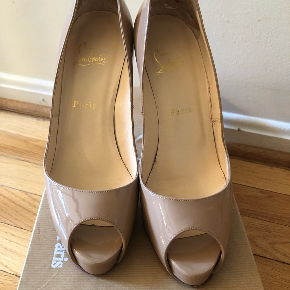 Christian Louboutin Patent Leather Peep Toe Pumps